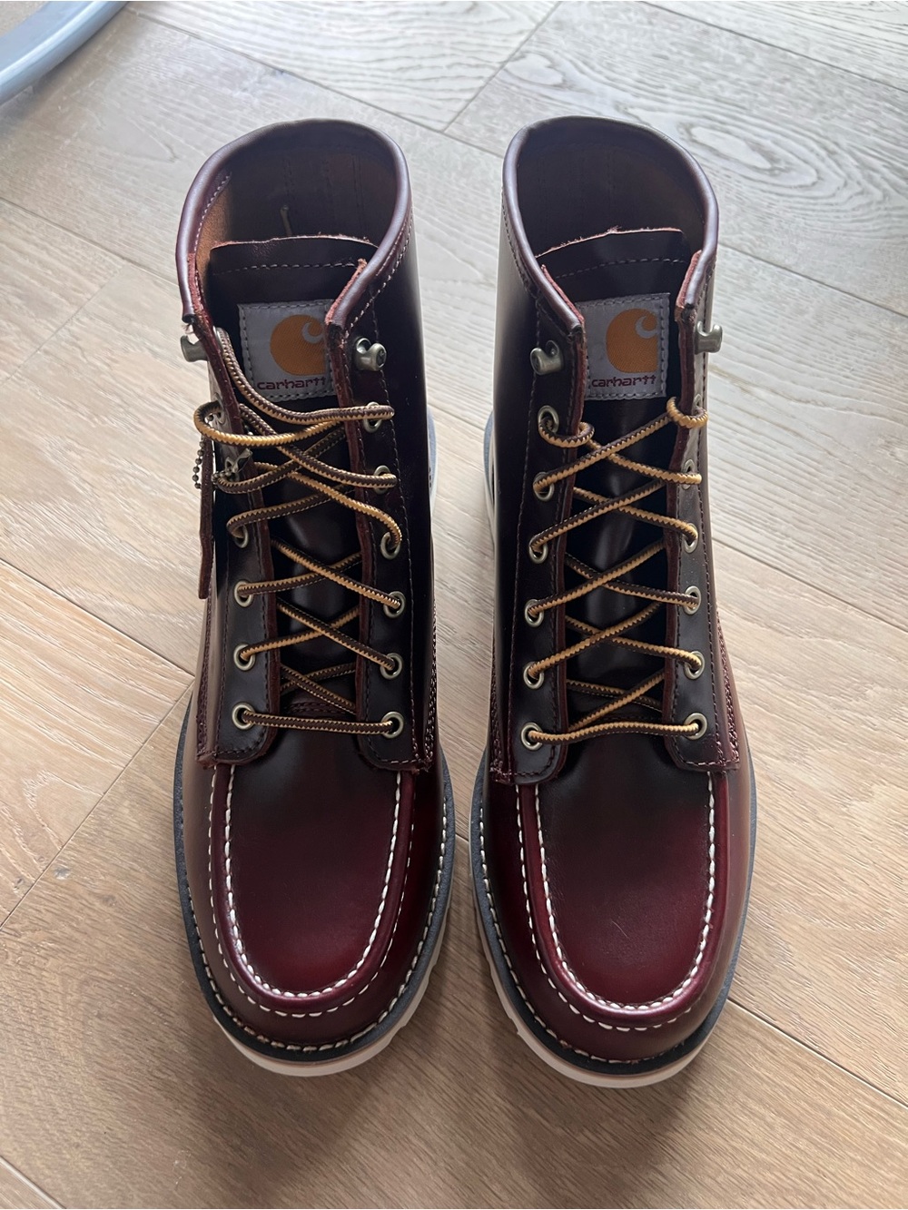 Carhartt FW6145 Oxblood Moc Toe Leather Work Boots Mens 10 NWOT